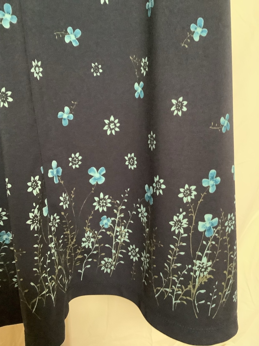 Jaclyn Smith Vintage Maxi Stretch Skirt-Blue Floral Pattern-Elastic Waist-M - Picture 5 of 7